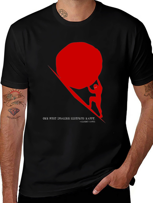 Sisyphus Happy T-Shirt - Mens Black Graphic Tee