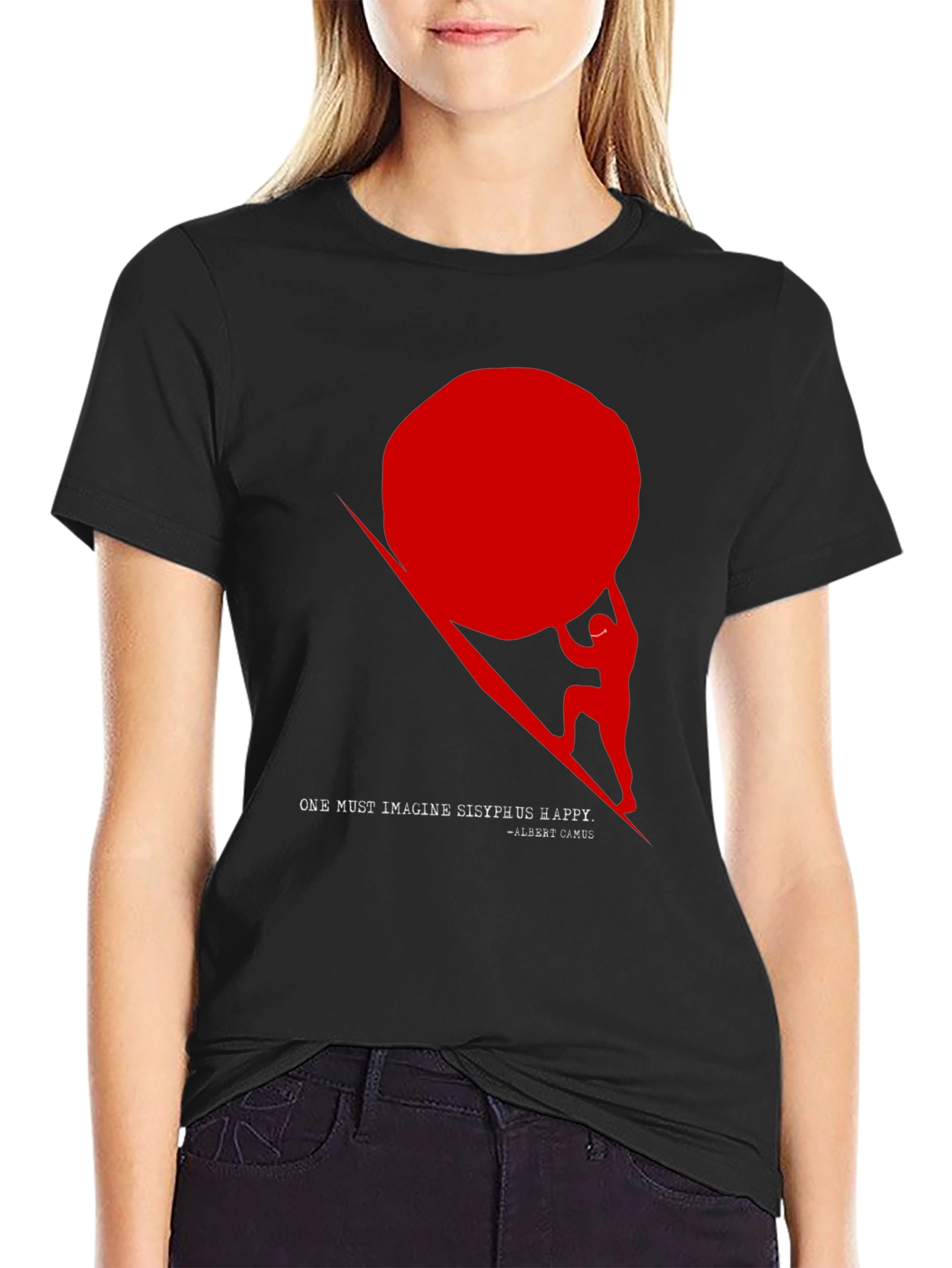 Sisyphus Happy T-Shirt - Mens Black Graphic Tee