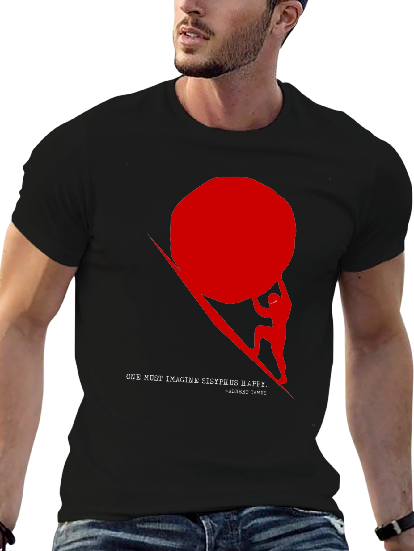Sisyphus Happy T-Shirt - Mens Black Graphic Tee