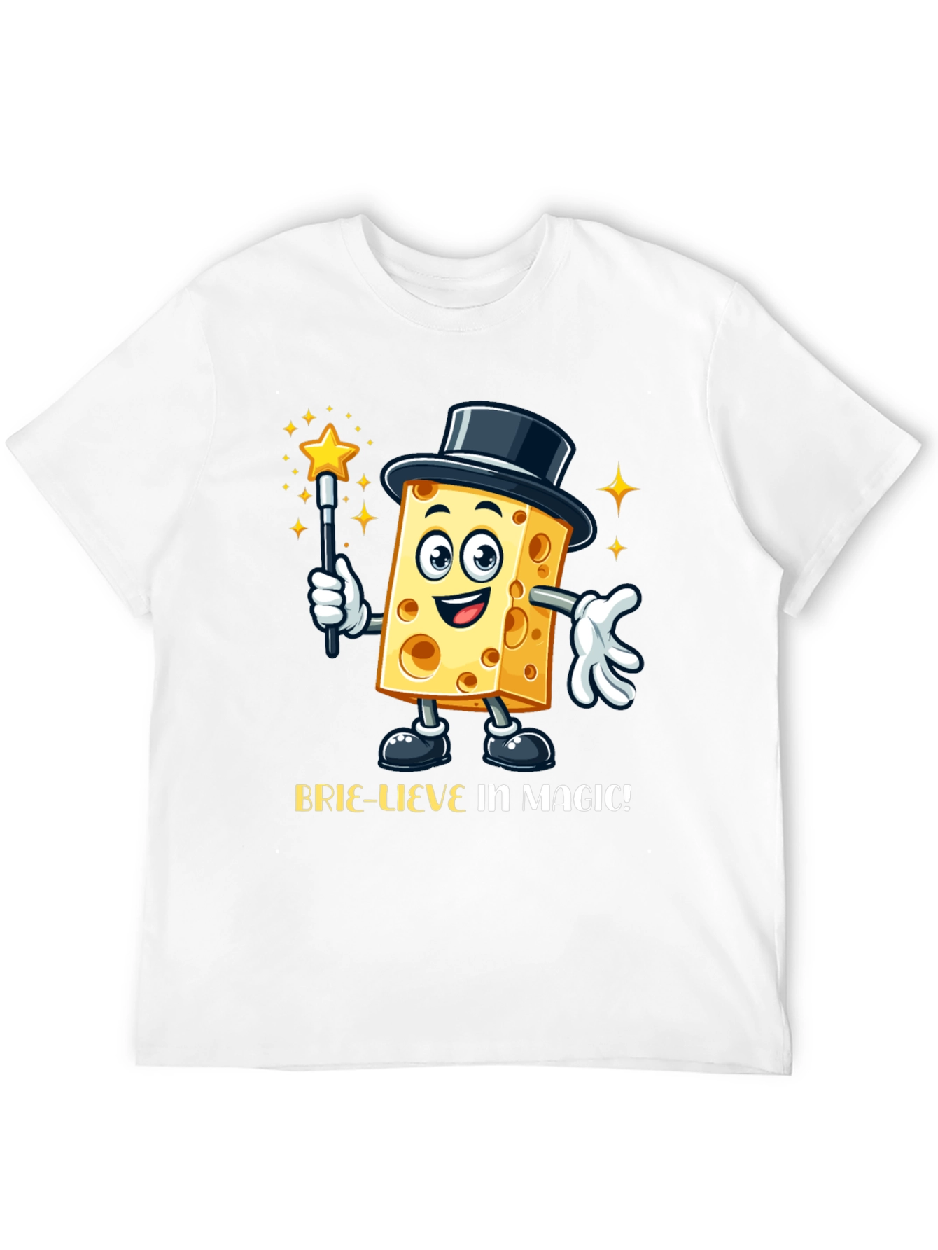 Magical Cheese Cartoon Black T-Shirt