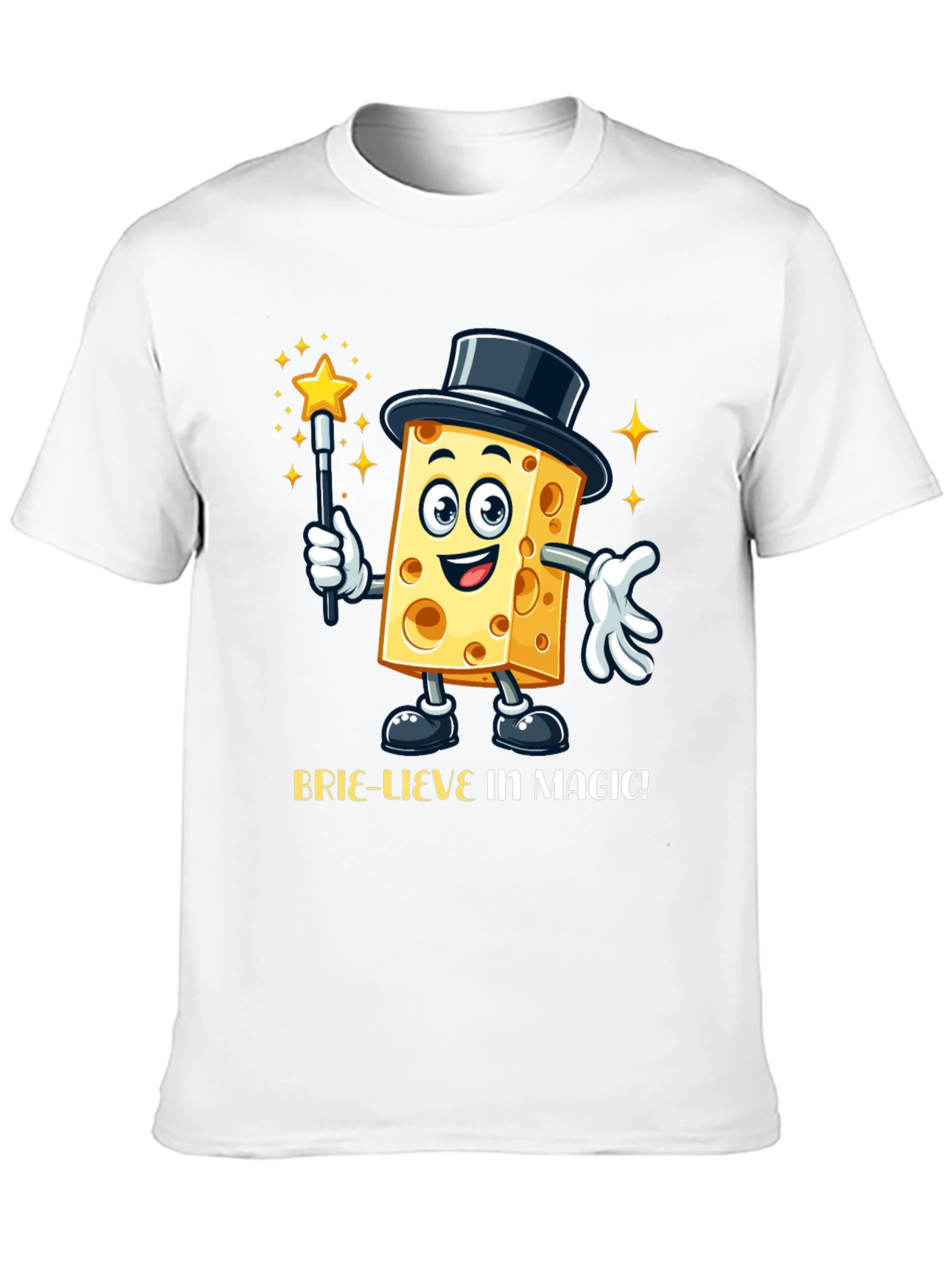 Magical Cheese Cartoon Black T-Shirt