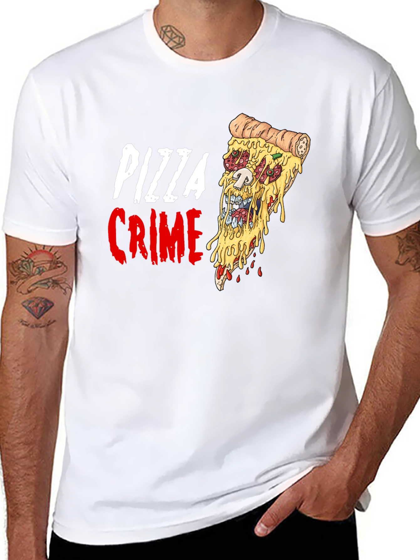 Pizza Crime Graphic T-Shirt