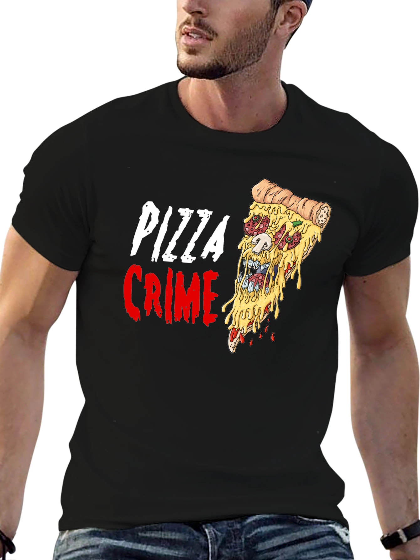 Pizza Crime Graphic T-Shirt