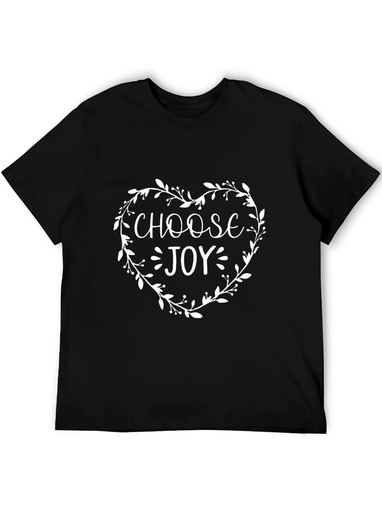 Choose Joy Floral Heart Graphic Tee - Black