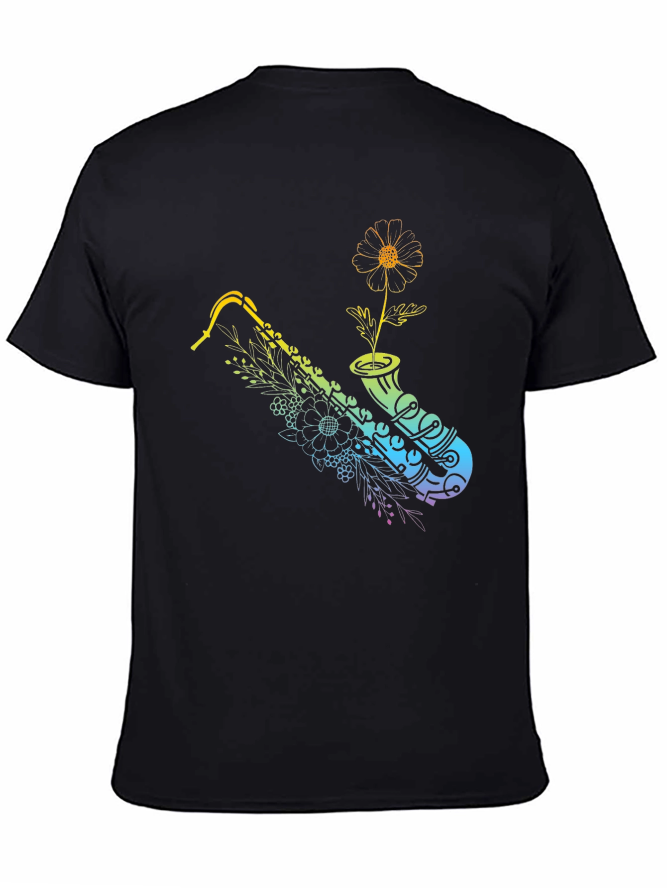Saxophone Flower Graphic Tee - Stylish Musician Shirt
