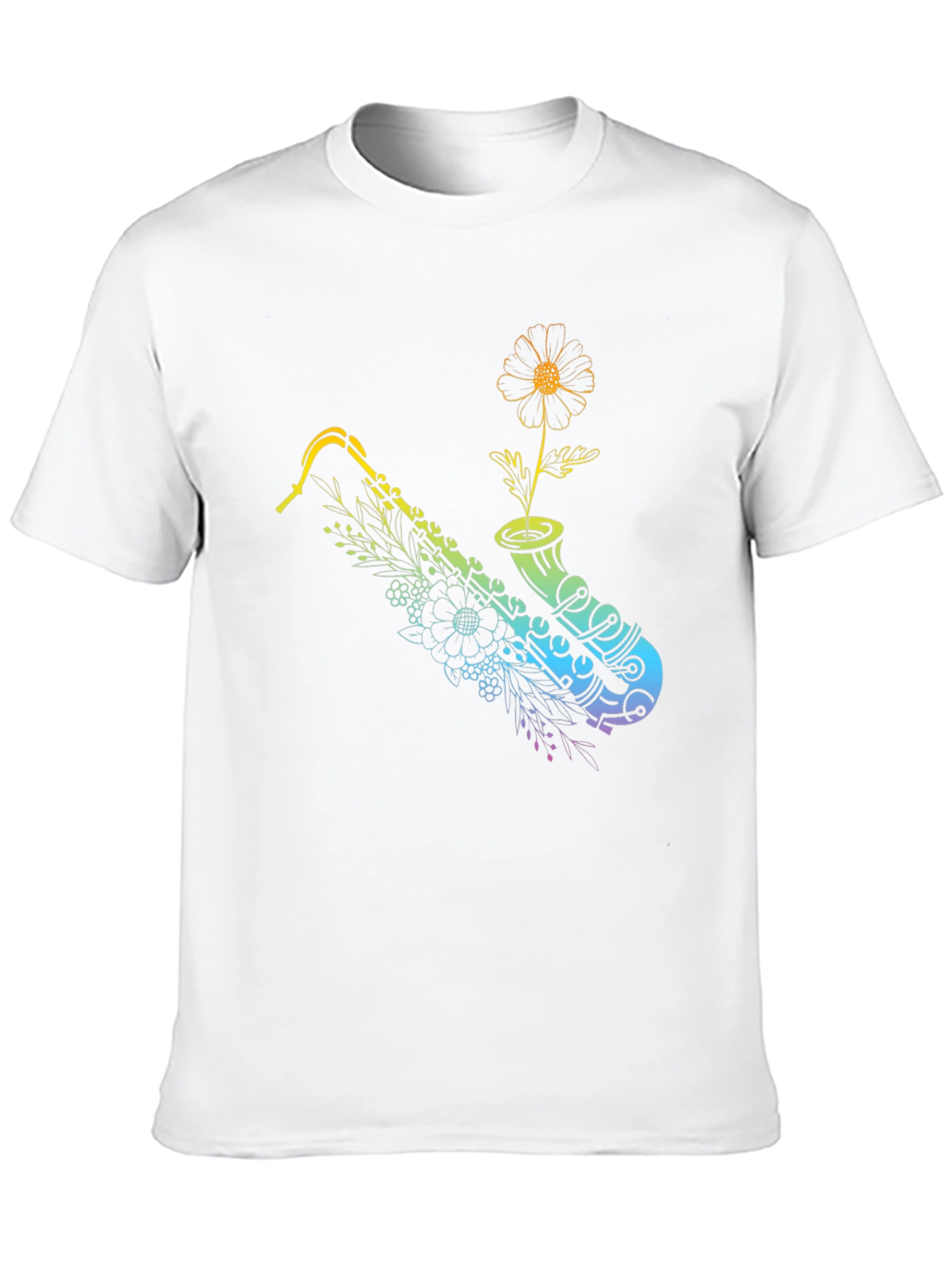 Saxophone Flower Graphic Tee - Stylish Musician Shirt