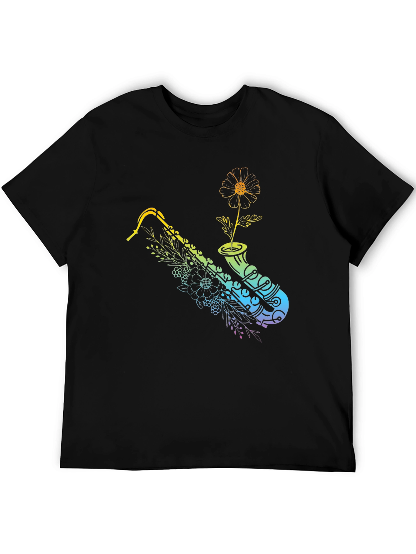 Saxophone Flower Graphic Tee - Stylish Musician Shirt