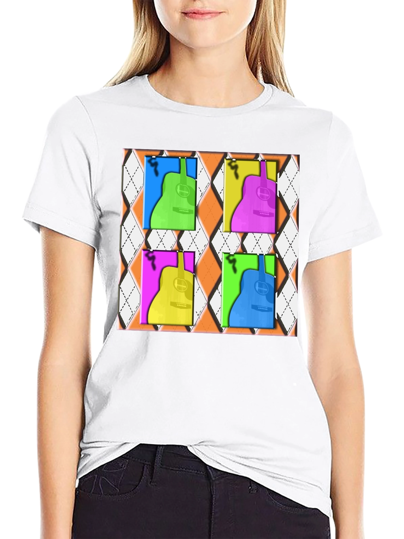 Pop Art Guitar T-Shirt - Modern Musical Design