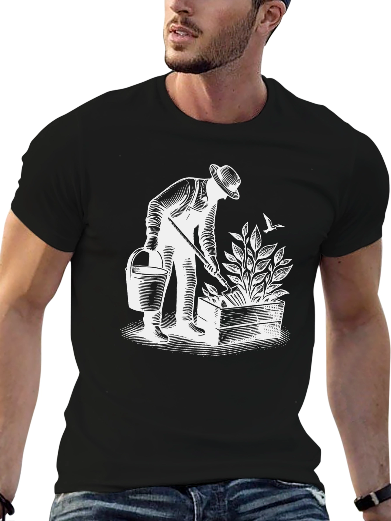 Gardener Graphic Tee - Black Cotton T-Shirt