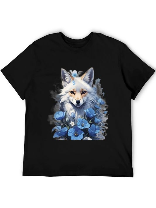 Fox and Floral Graphic Tee - Soft Cotton Blend