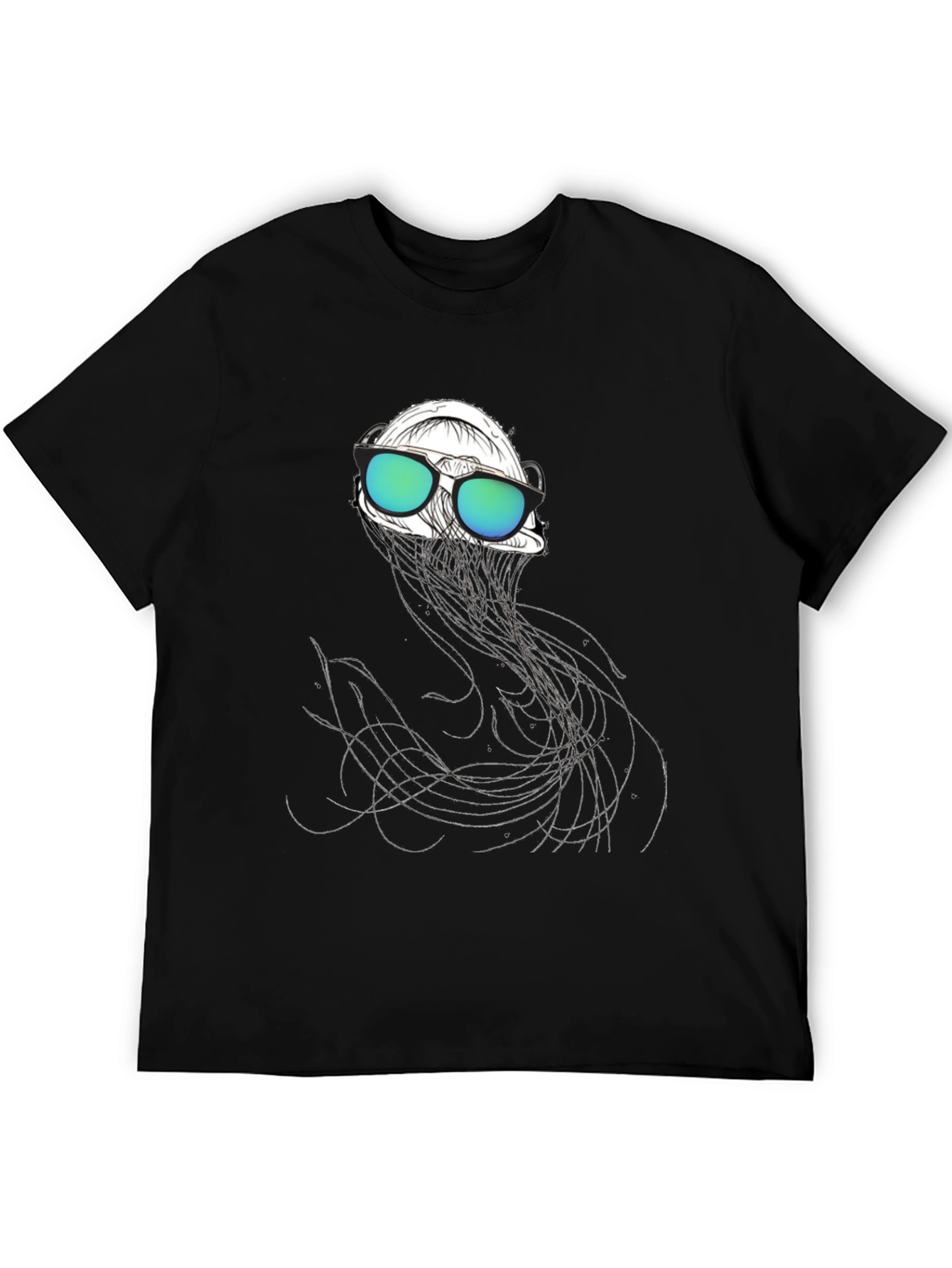 Cool Jellyfish Graphic Tee - Black Cotton T-Shirt