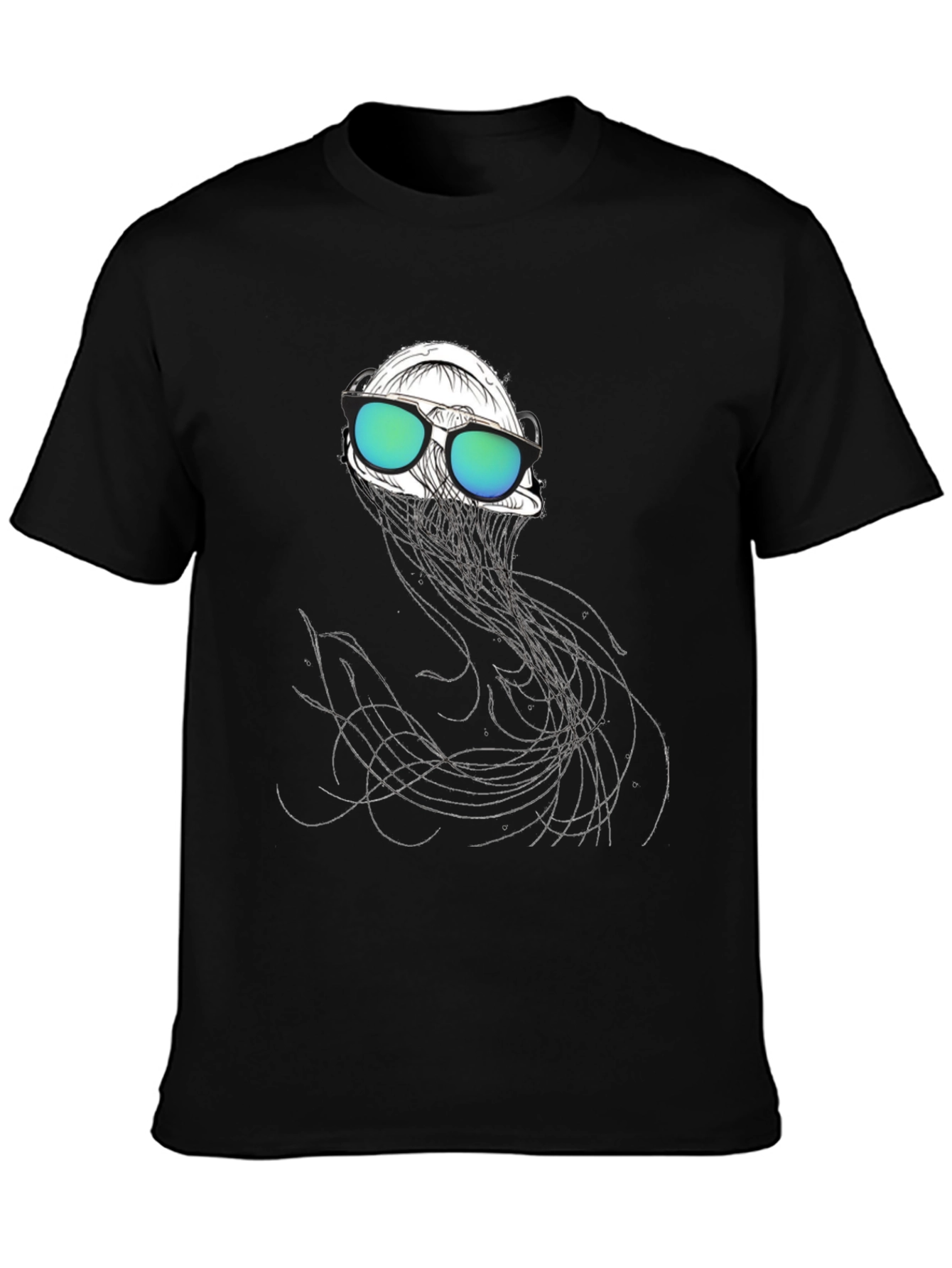 Cool Jellyfish Graphic Tee - Black Cotton T-Shirt