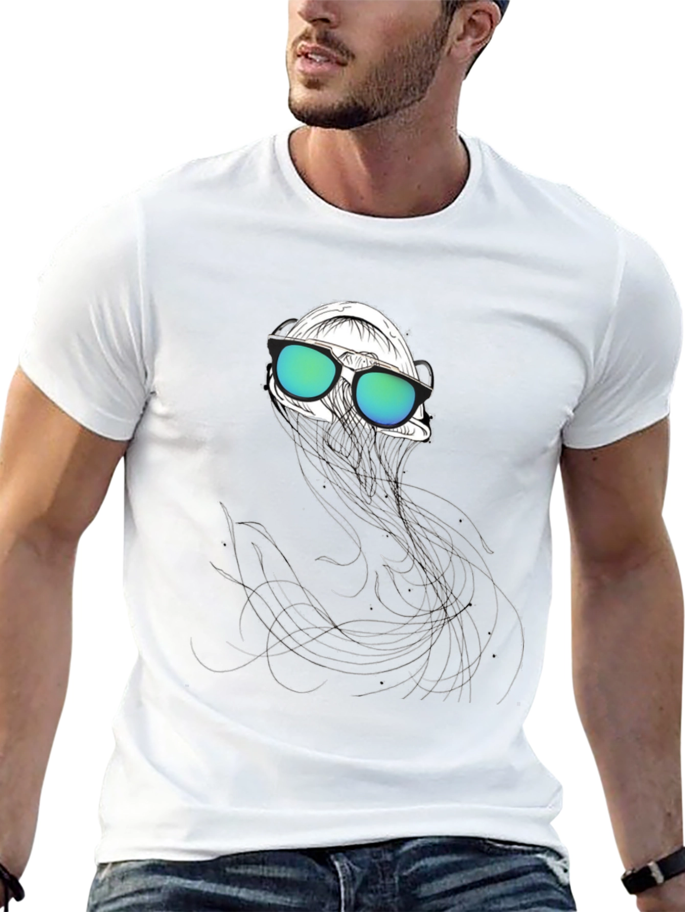 Cool Jellyfish Graphic Tee - Black Cotton T-Shirt