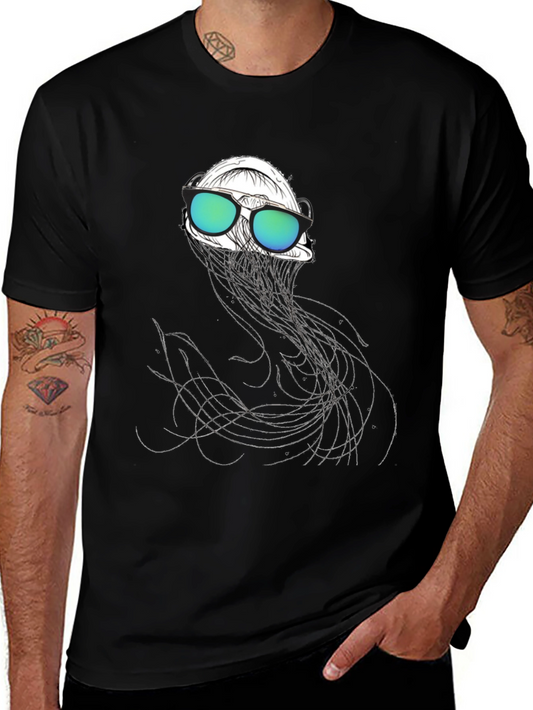 Cool Jellyfish Graphic Tee - Black Cotton T-Shirt
