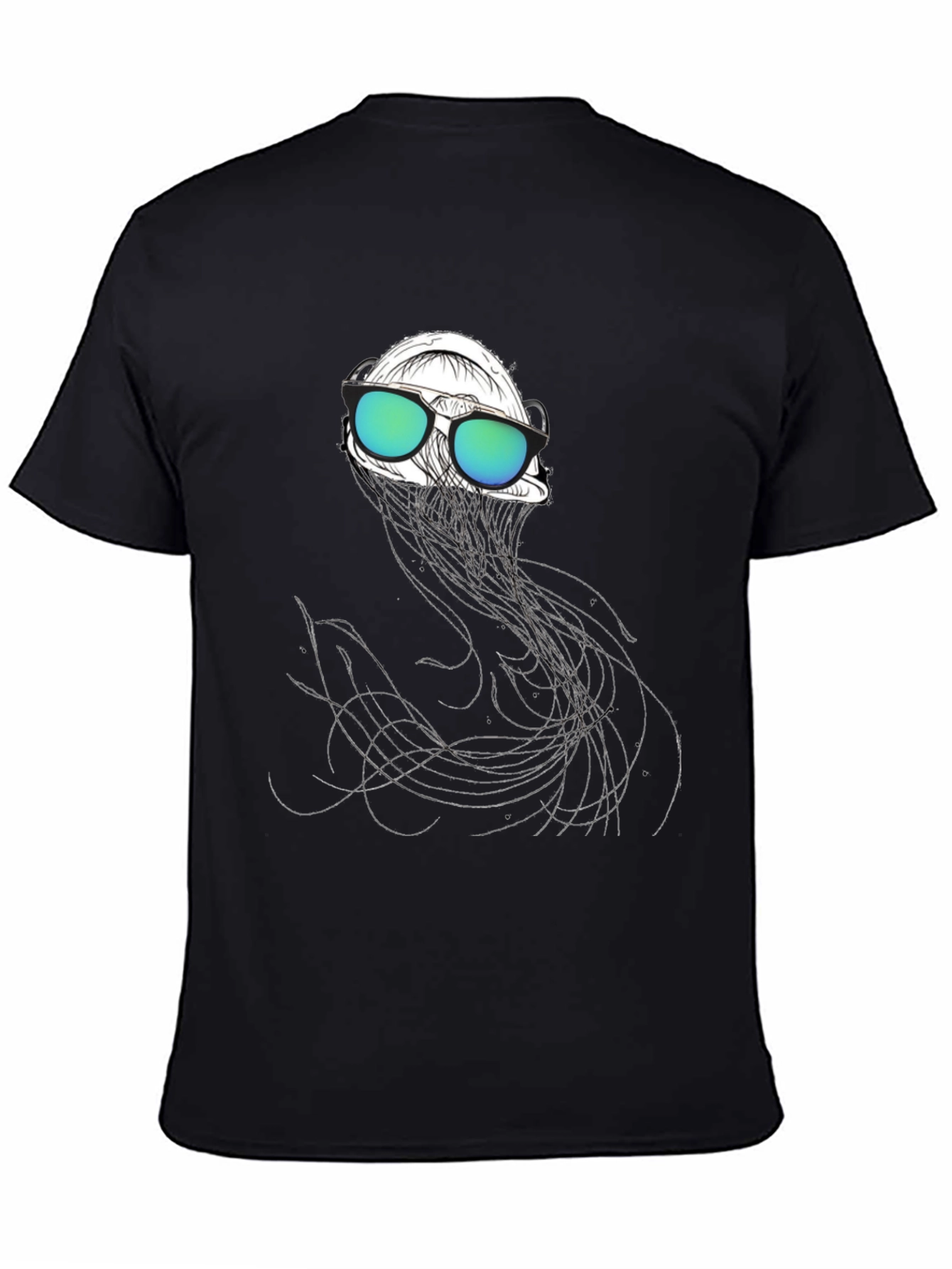 Cool Jellyfish Graphic Tee - Black Cotton T-Shirt
