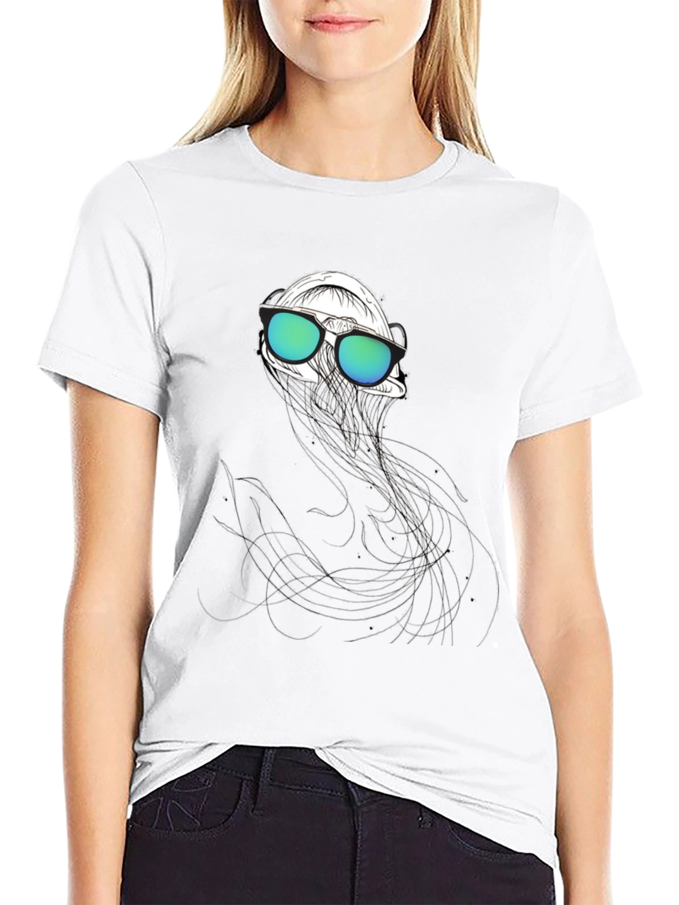 Cool Jellyfish Graphic Tee - Black Cotton T-Shirt