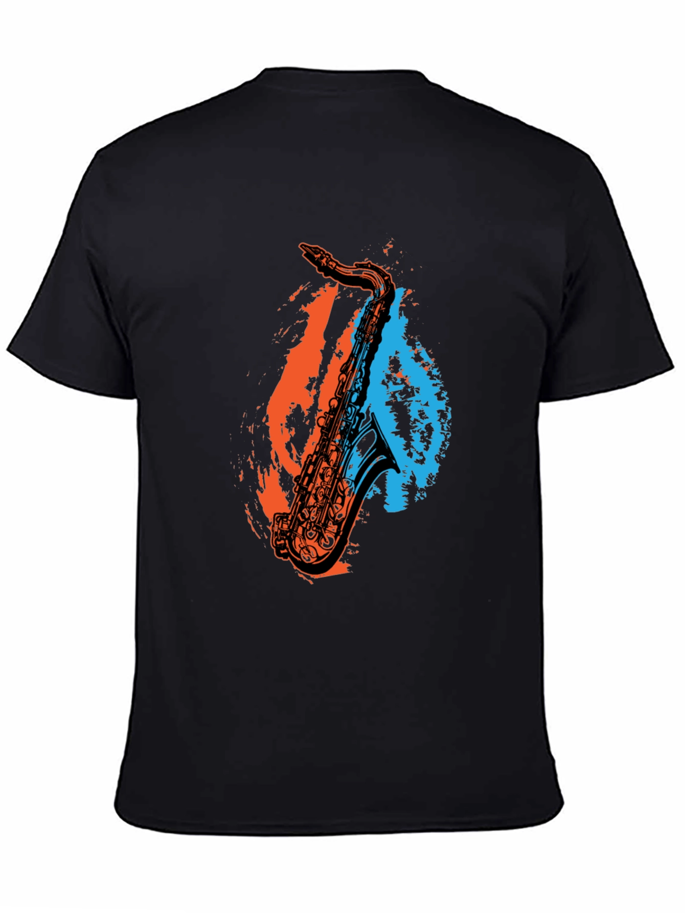 Saxophone Graphic Print Black T-Shirt