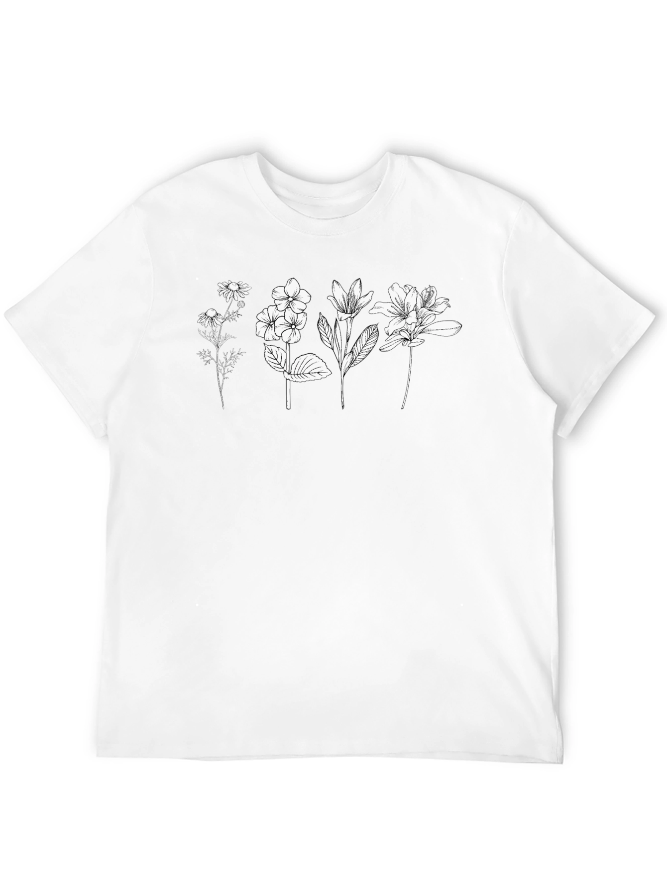 Floral Botanical Print Black T-Shirt