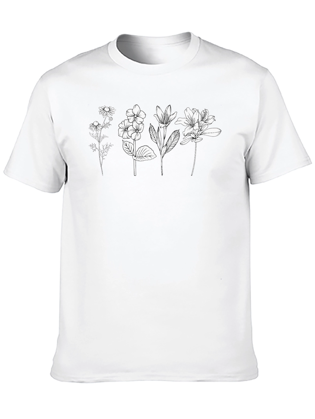 Floral Botanical Print Black T-Shirt