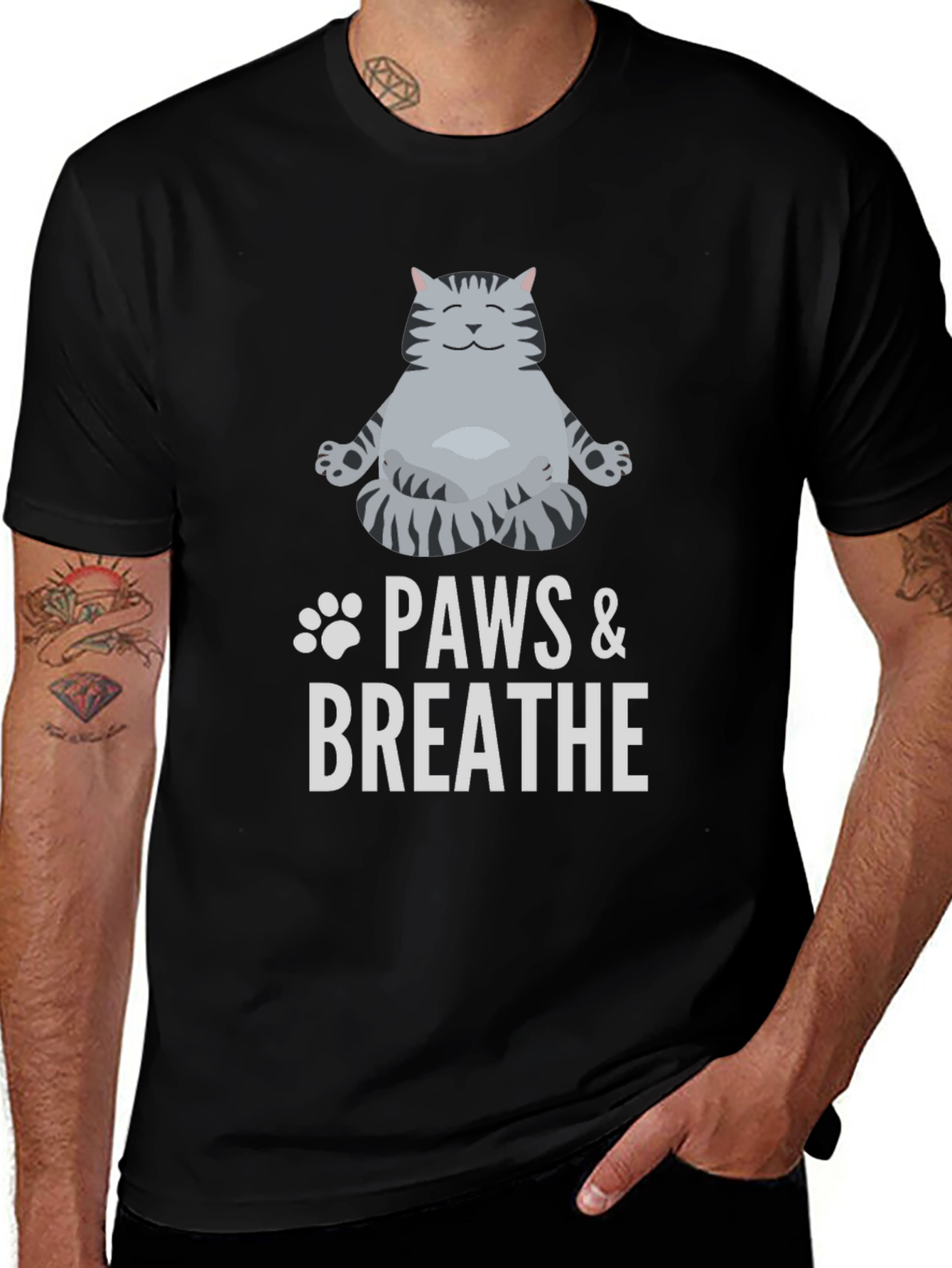 Paws & Breathe Black Graphic T-Shirt