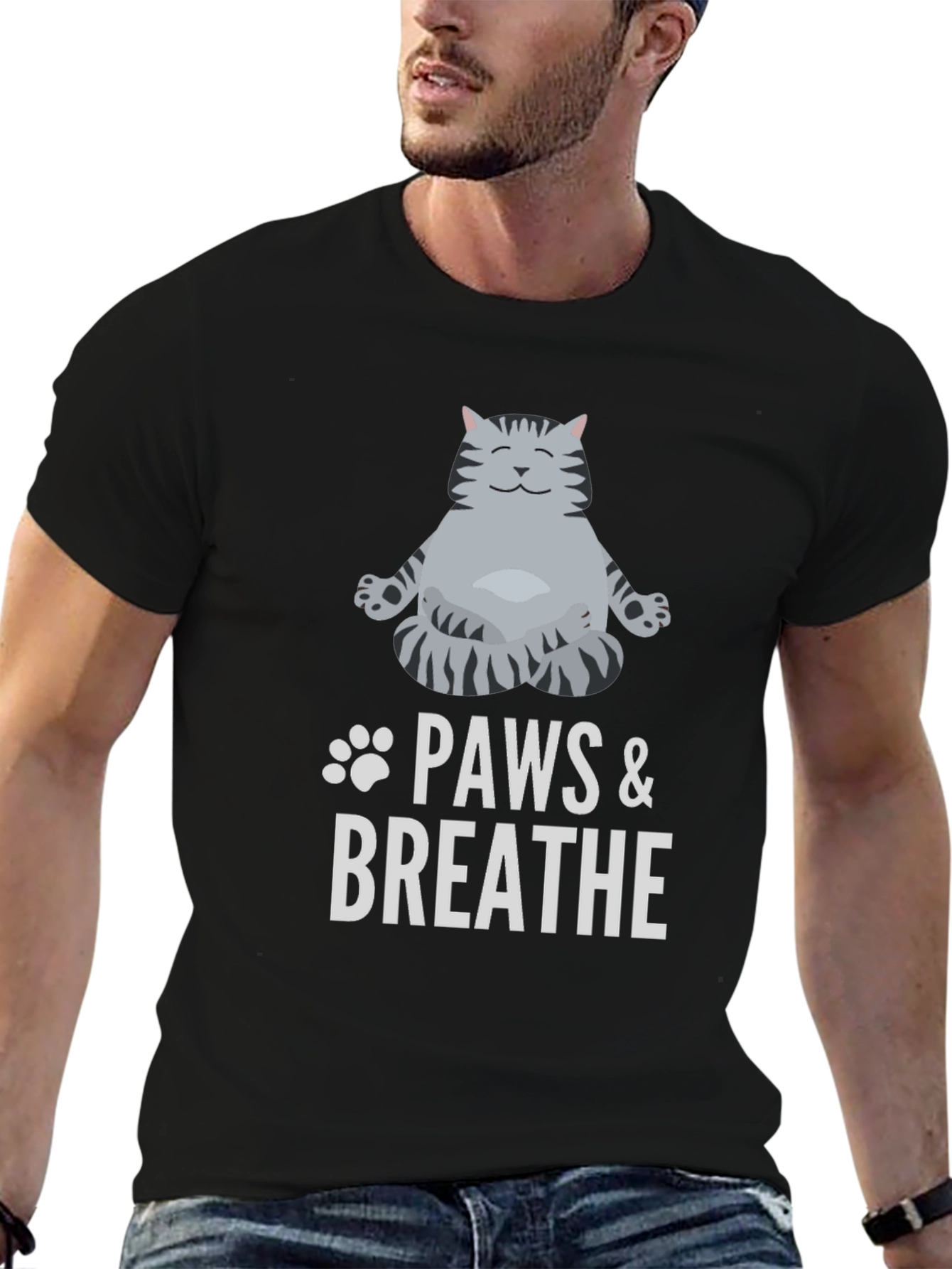 Paws & Breathe Black Graphic T-Shirt
