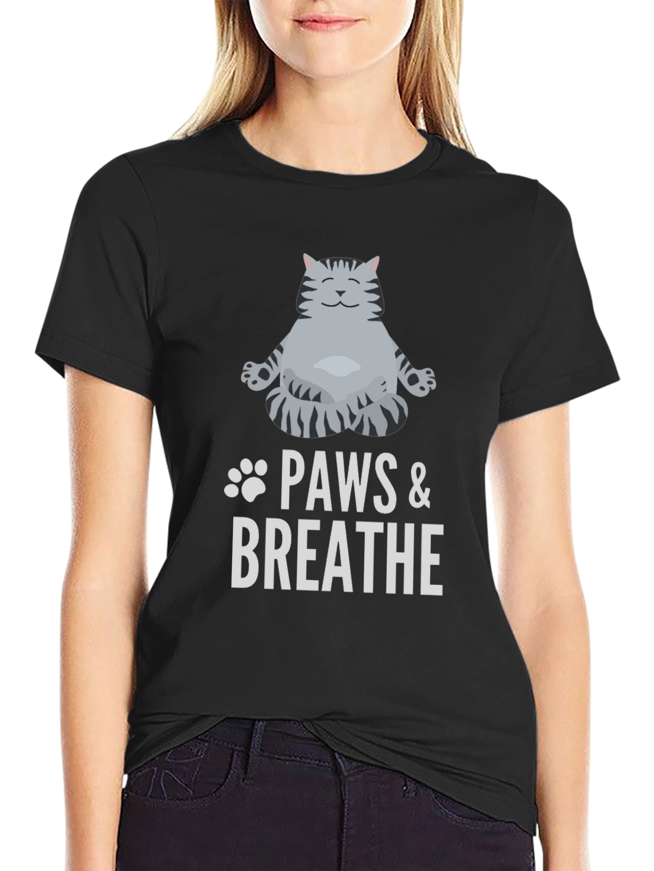Paws & Breathe Black Graphic T-Shirt