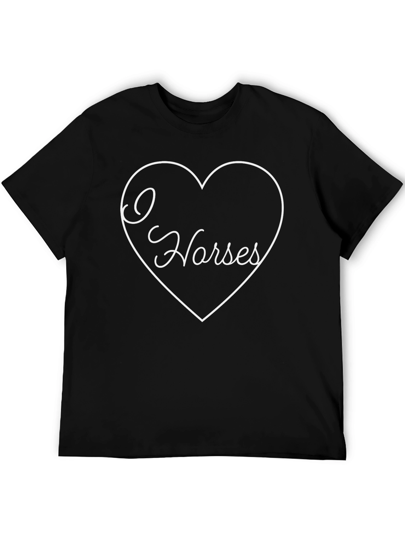 I Heart Horses Black Graphic T-Shirt