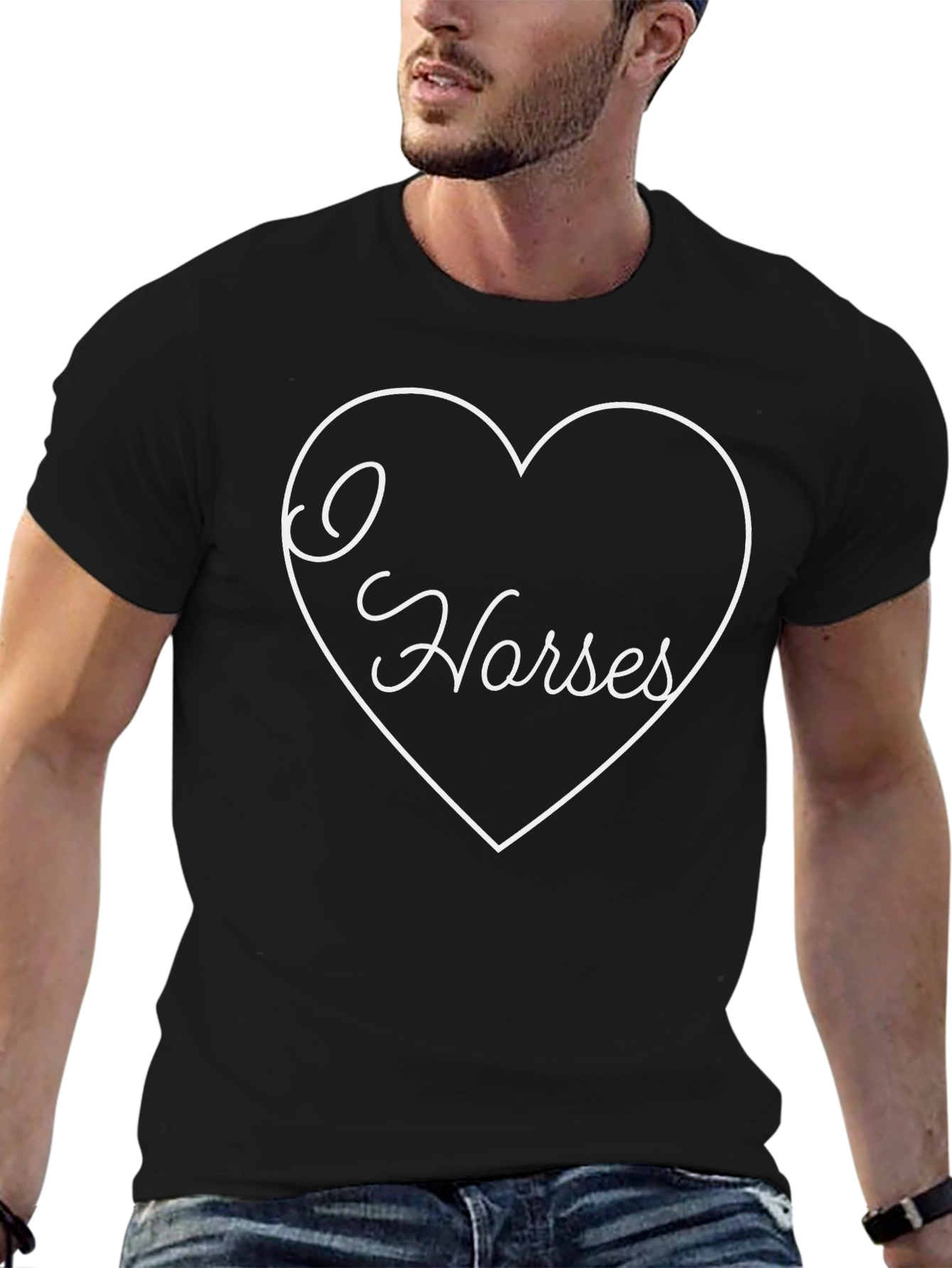 I Heart Horses Black Graphic T-Shirt