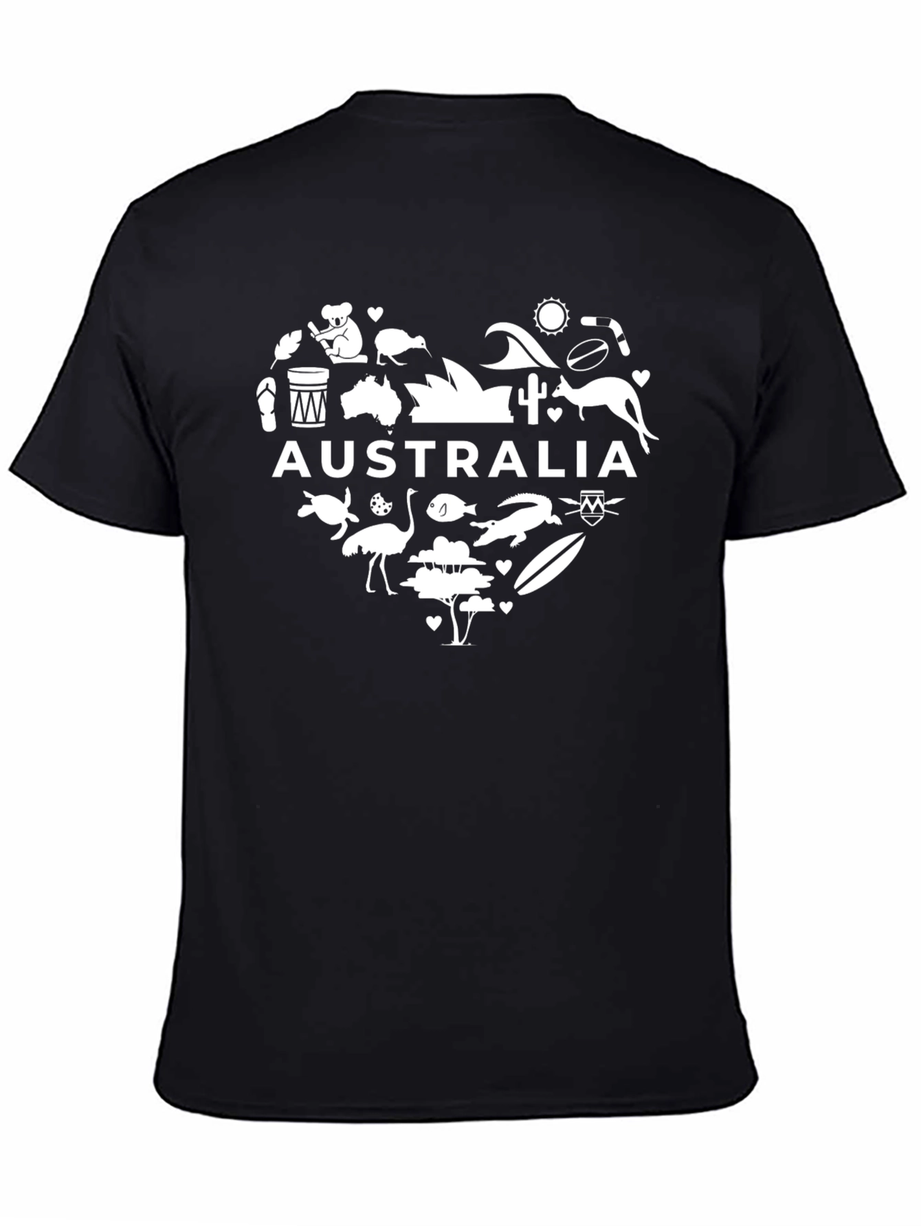 Australia Heart Graphic Black T-Shirt