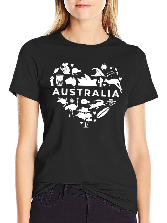 Australia Heart Graphic Black T-Shirt