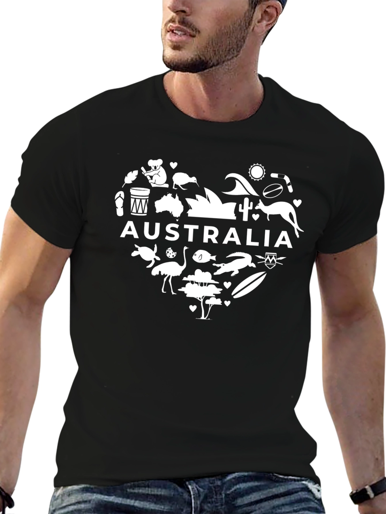 Australia Heart Graphic Black T-Shirt