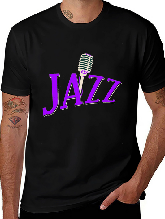 Jazz Music Graphic T-Shirt - Classic Microphone Design
