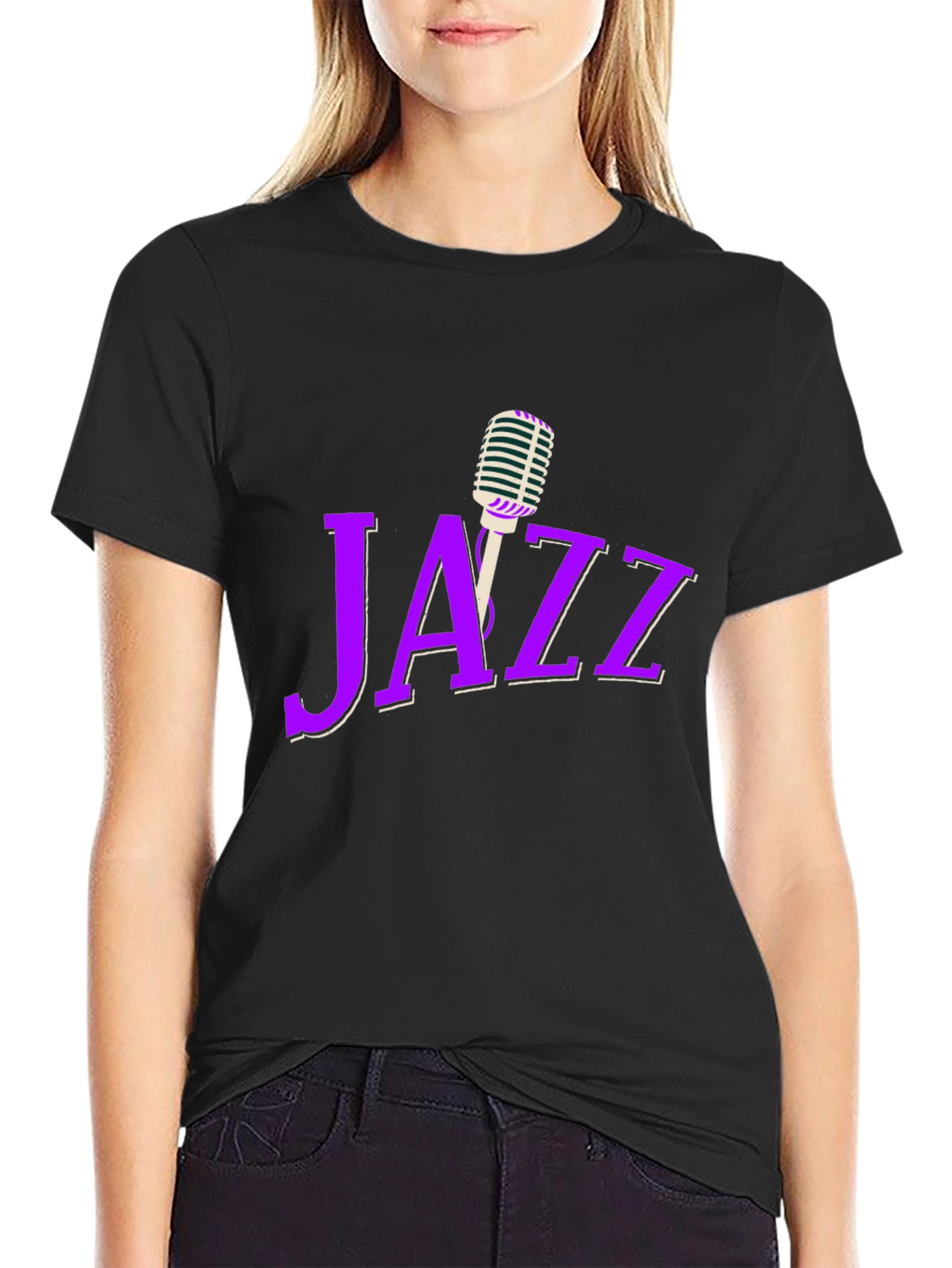 Jazz Music Graphic T-Shirt - Classic Microphone Design
