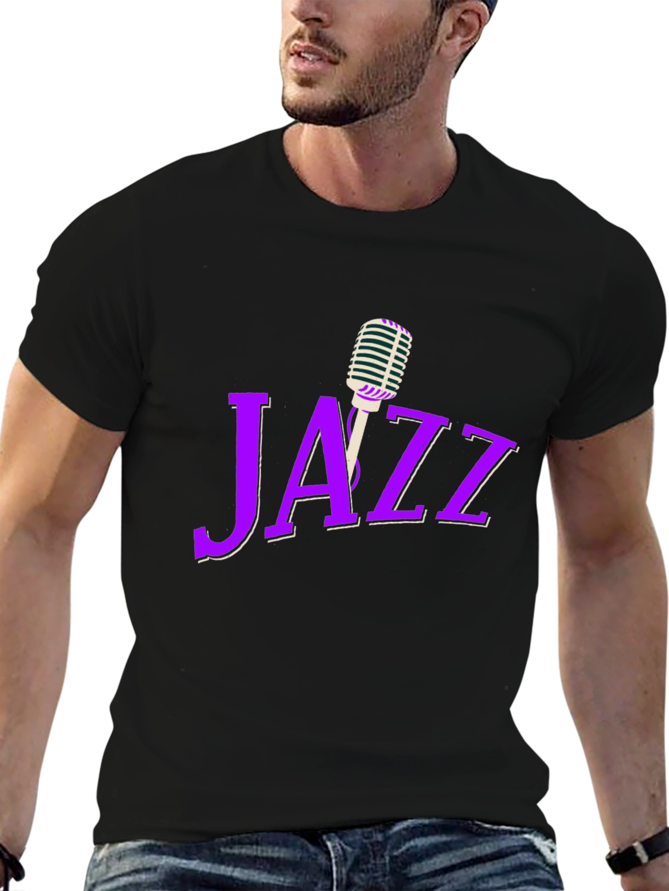 Jazz Music Graphic T-Shirt - Classic Microphone Design