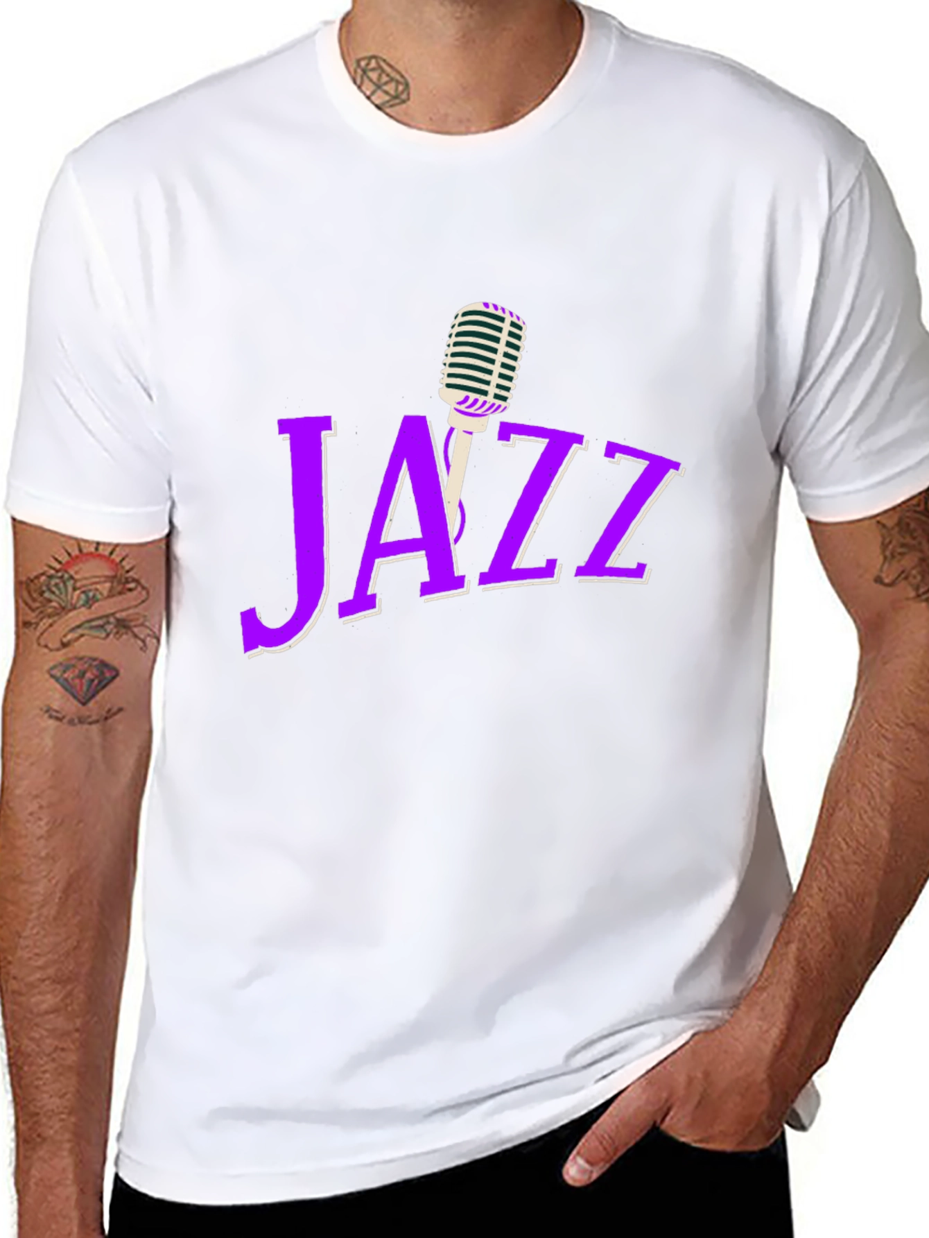 Jazz Music Graphic T-Shirt - Classic Microphone Design