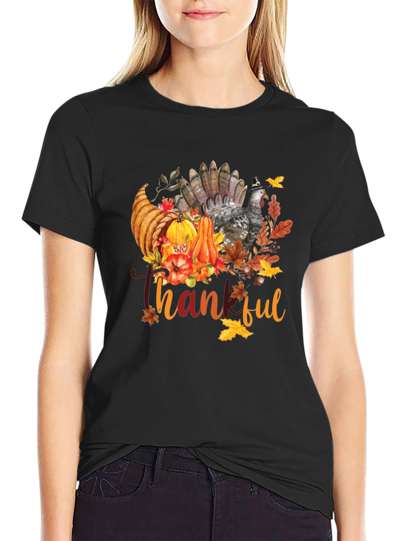 Thankful Thanksgiving T-Shirt Turkey Fall Graphic Tee