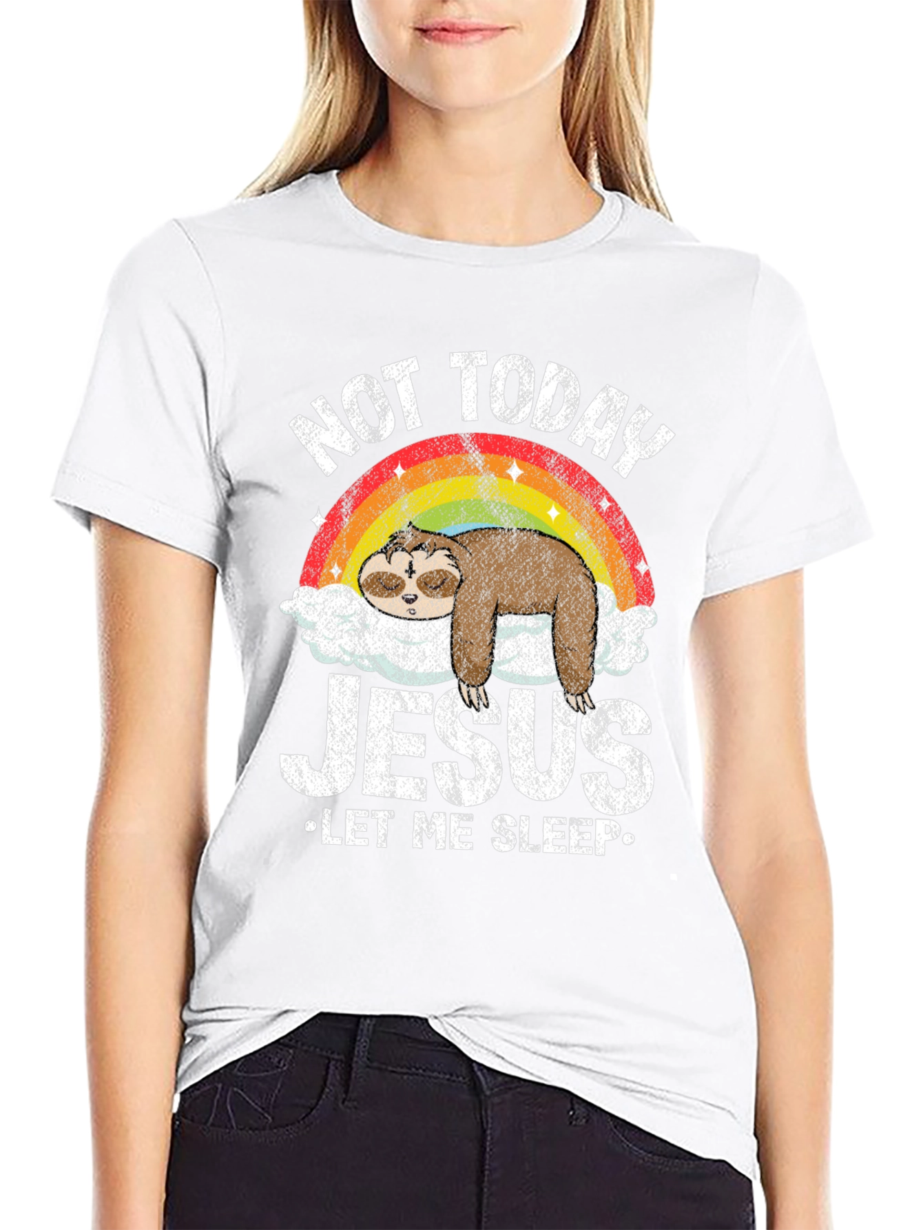 Not Today Jesus Sloth Graphic Tee
