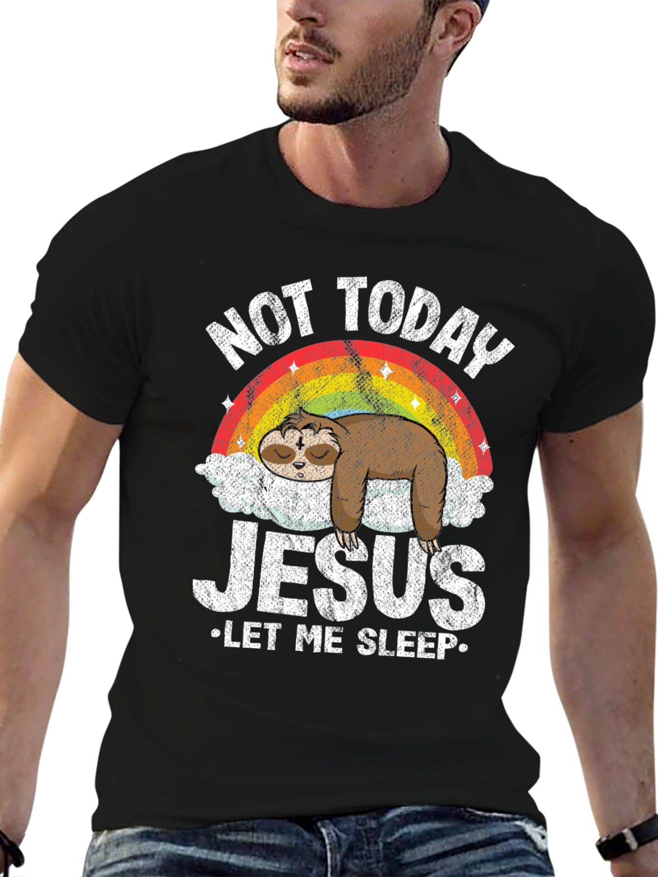 Not Today Jesus Sloth Graphic Tee