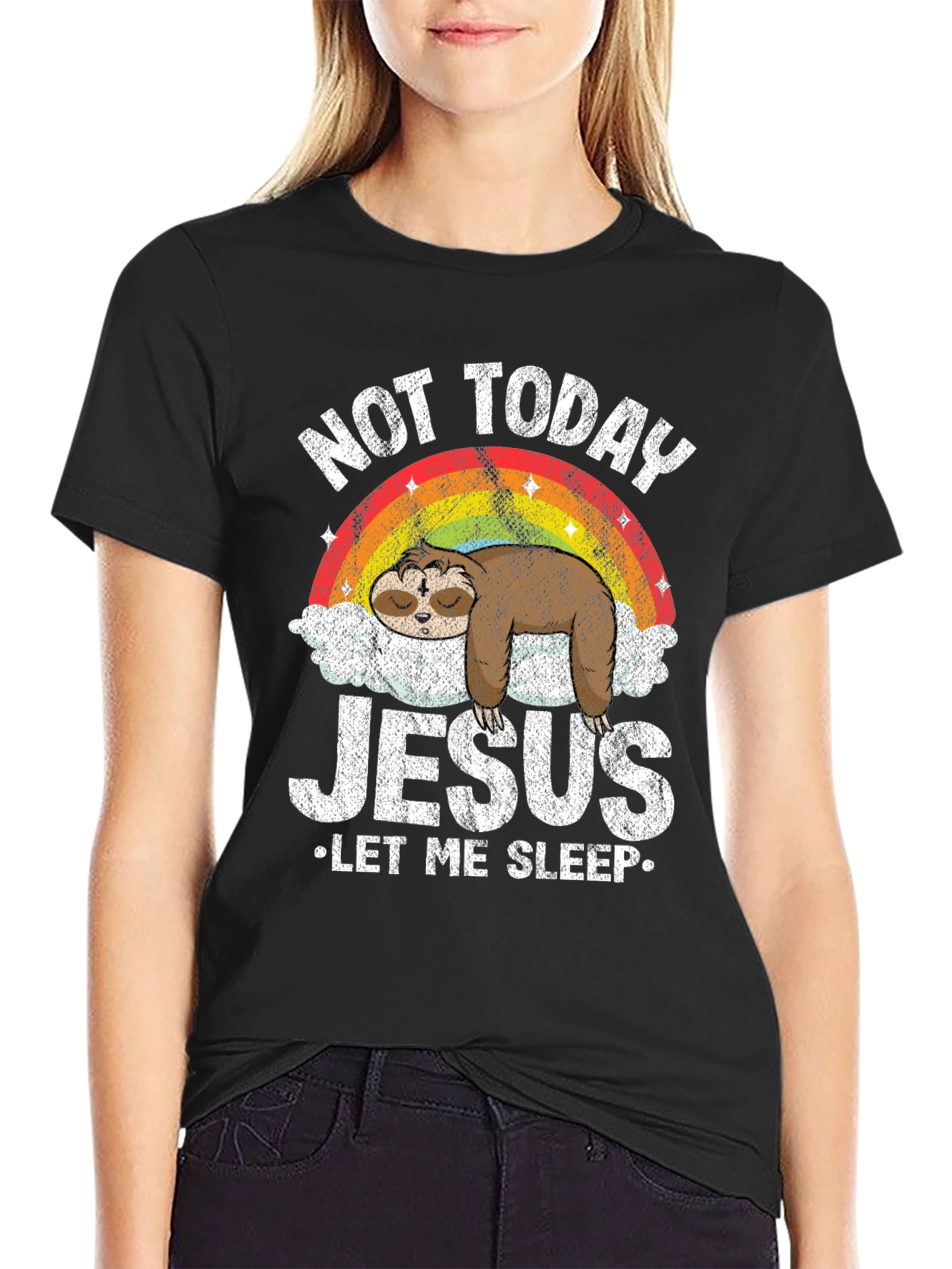 Not Today Jesus Sloth Graphic Tee