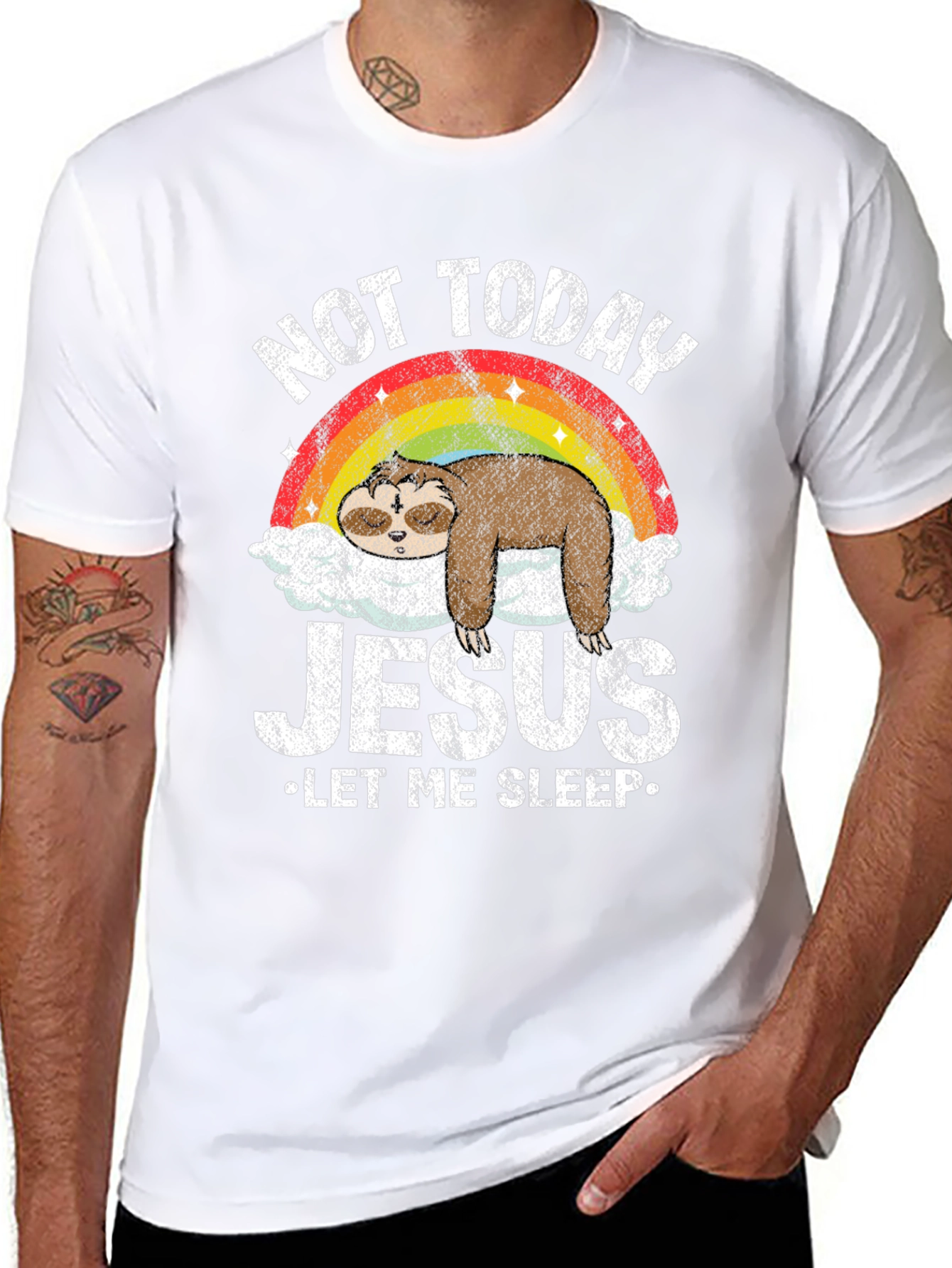 Not Today Jesus Sloth Graphic Tee
