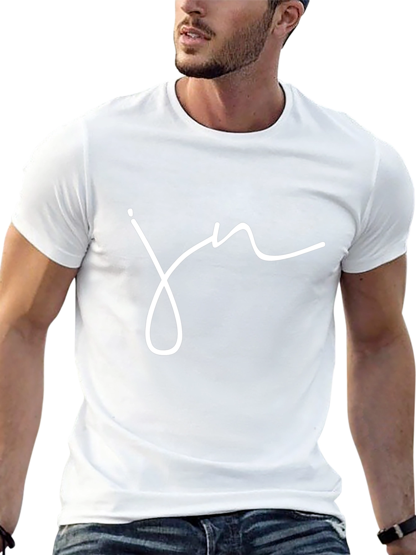 Black T-Shirt with White Script Graphic