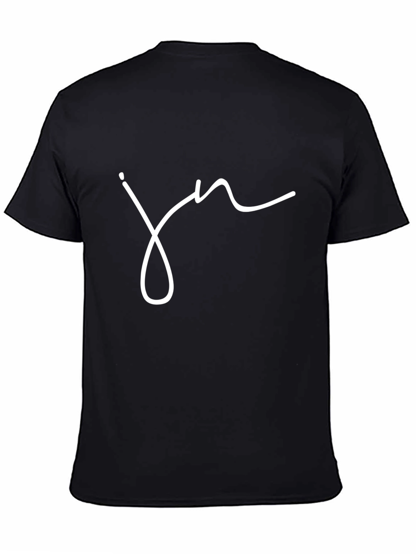 Black T-Shirt with White Script Graphic