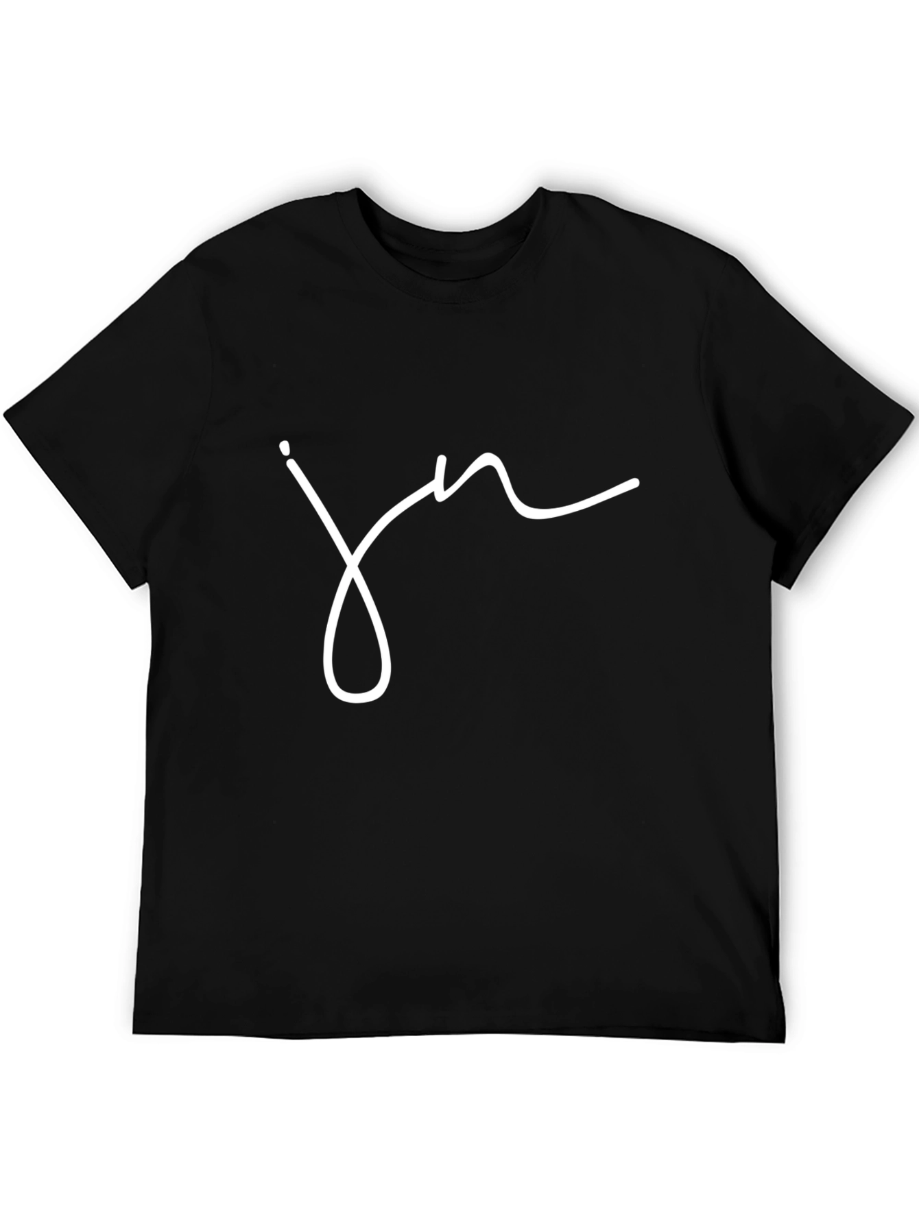 Black T-Shirt with White Script Graphic