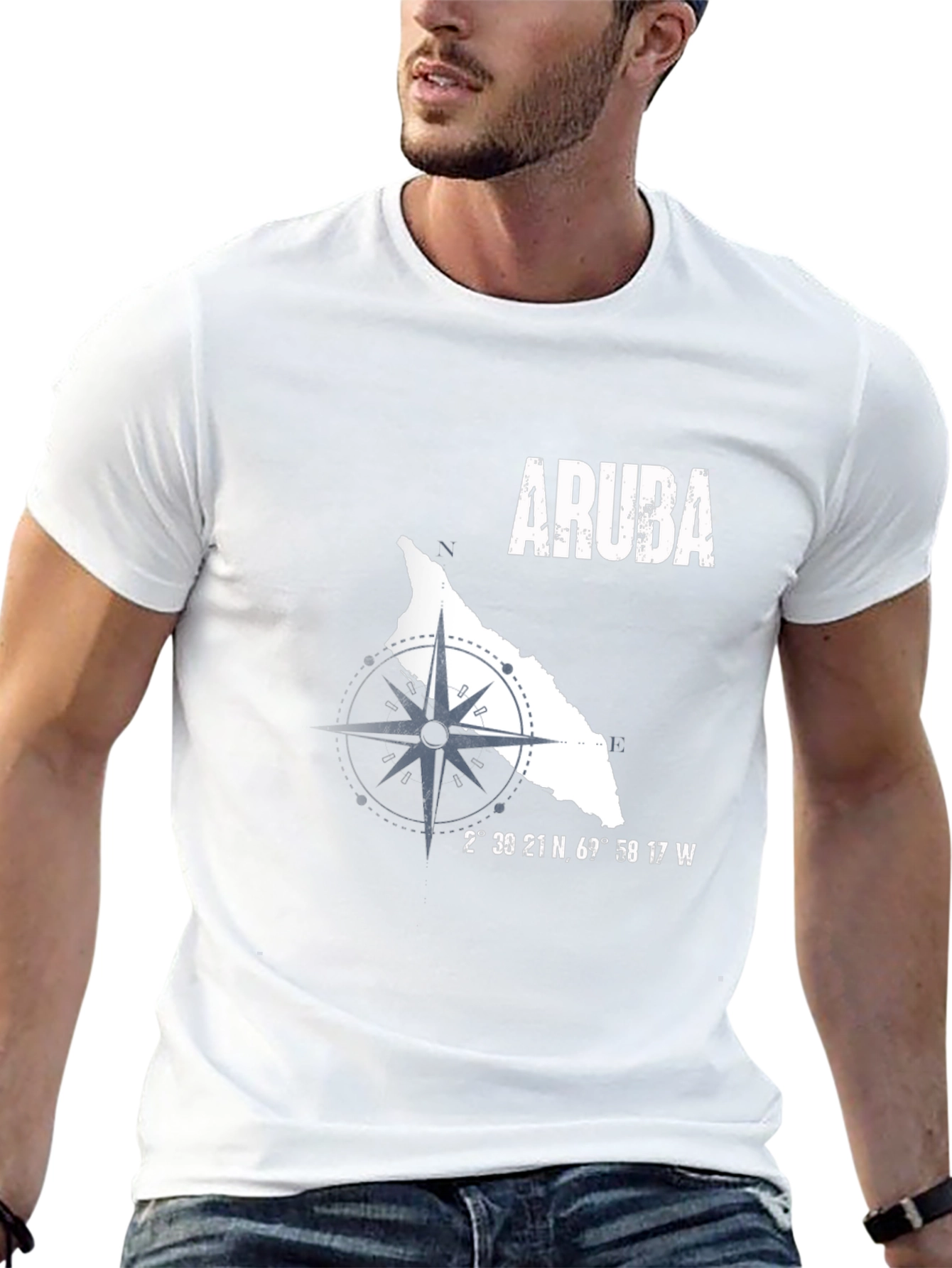 Aruba Compass Graphic Mens T-Shirt - Black