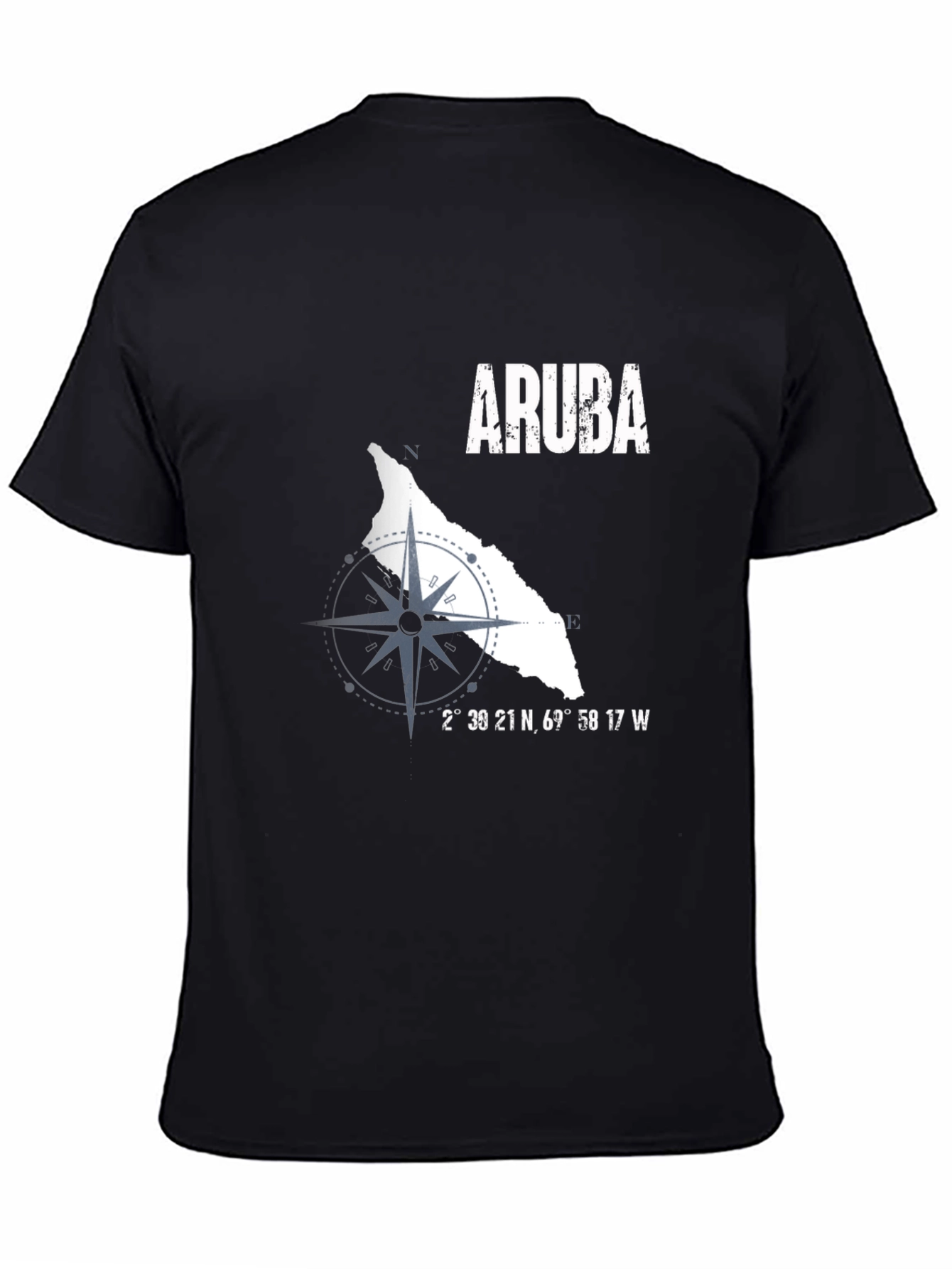 Aruba Compass Graphic Mens T-Shirt - Black