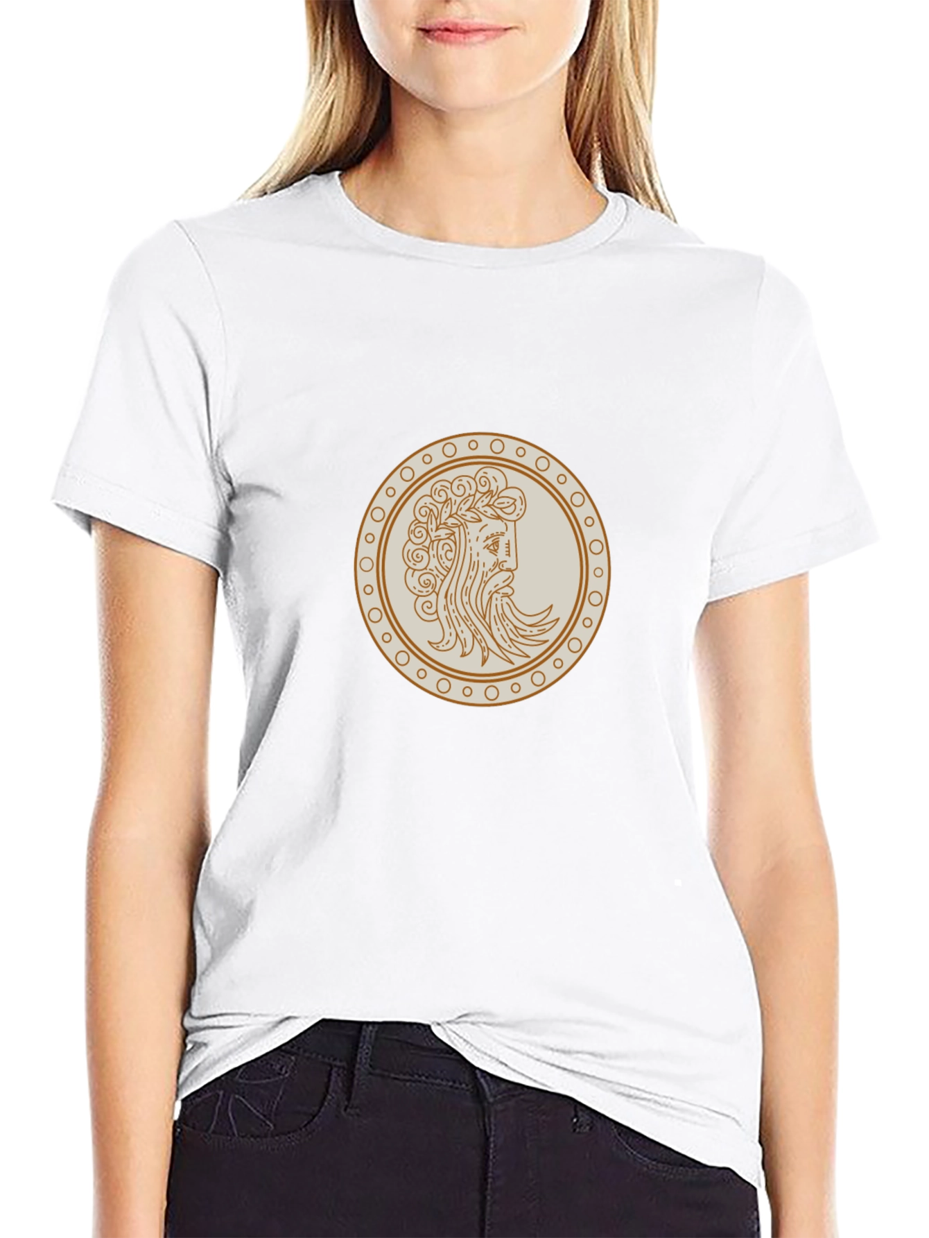 Black Tee with Ancient Greek Coin Graphic