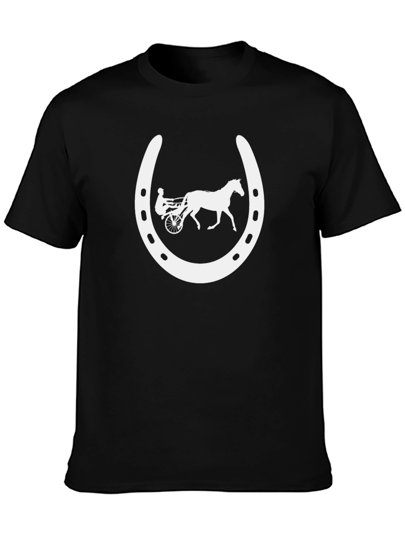 Horse Racing Horseshoe Black T-Shirt