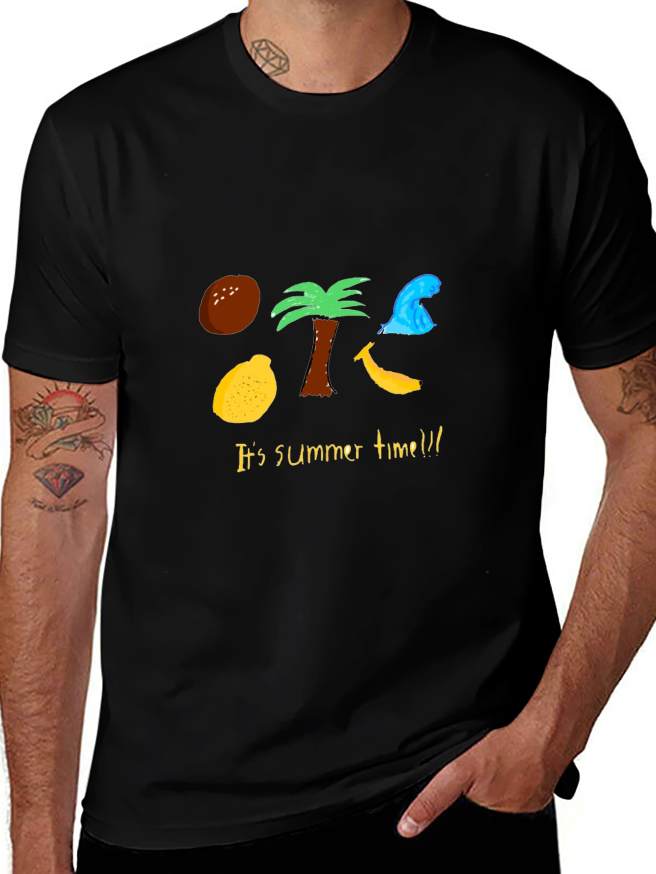 Summer Time Graphic Tee - Mens Black T-Shirt