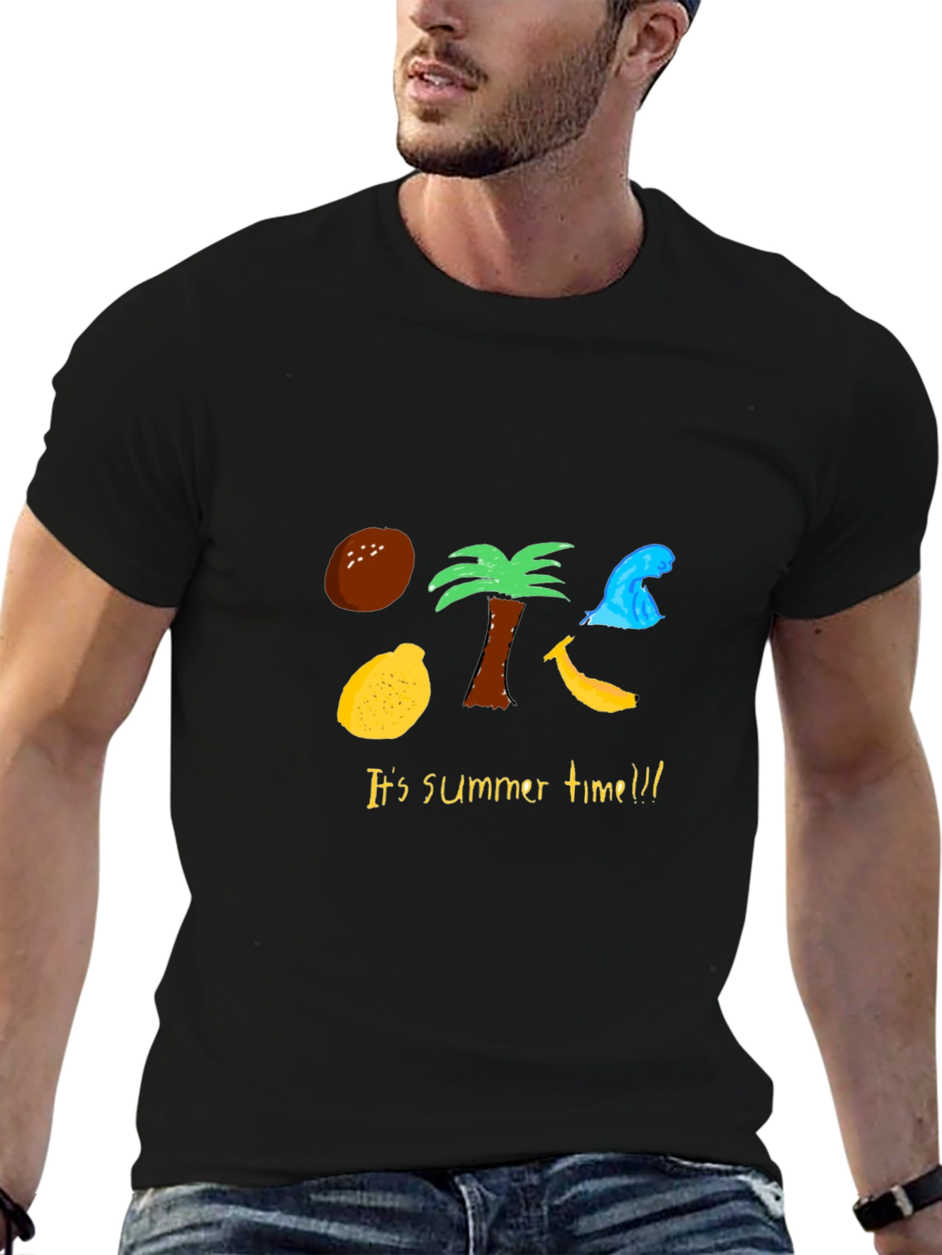 Summer Time Graphic Tee - Mens Black T-Shirt