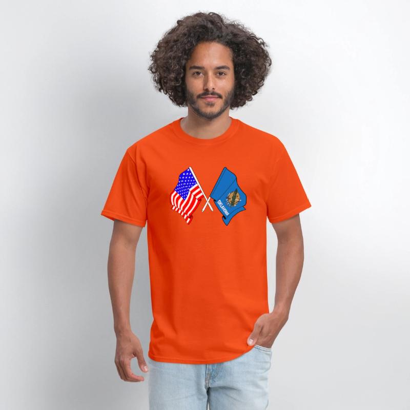 Flag USA and Oklahoma State Crossed